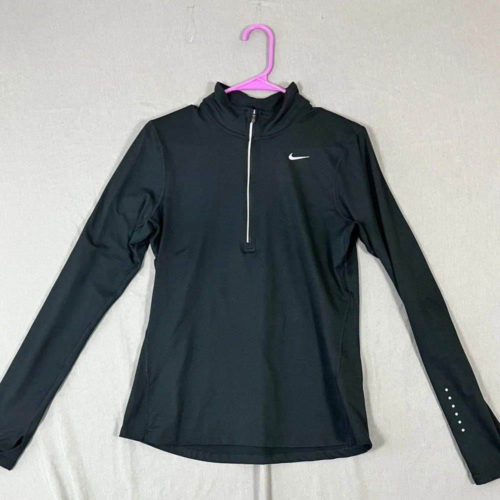 Nike Pullover Womens S Dri-FIT Running Top Black Quarter-Zip Thumbhole EUC
